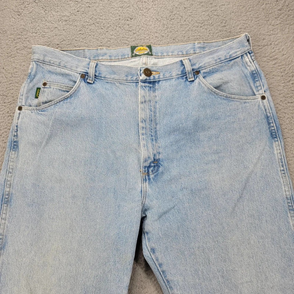 Cabelas Jeans Mens 40x32 Blue Denim Light Wash Straight Outdoors Hunting Hiking - Picture 2 of 15